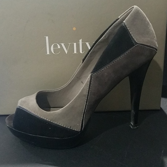Levity multi toned gray black peep toe heels - Picture 2 of 7